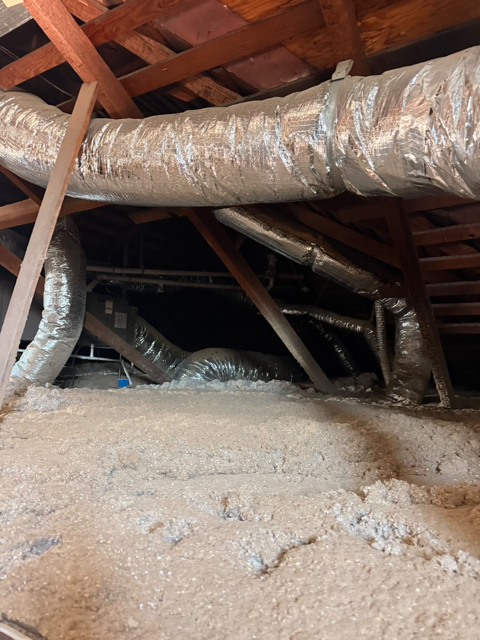 Attic air duct system serving a West Hollywood home