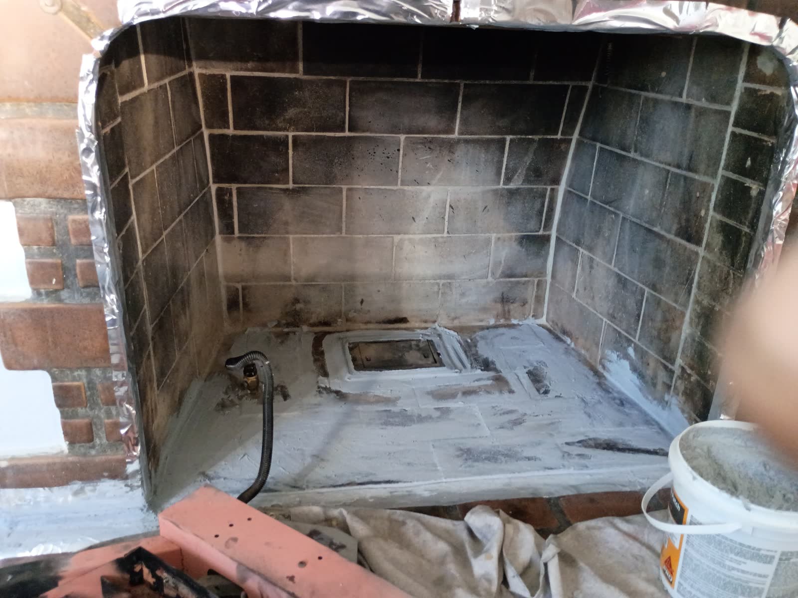 Firebox prepared for a professional chimney cleaning